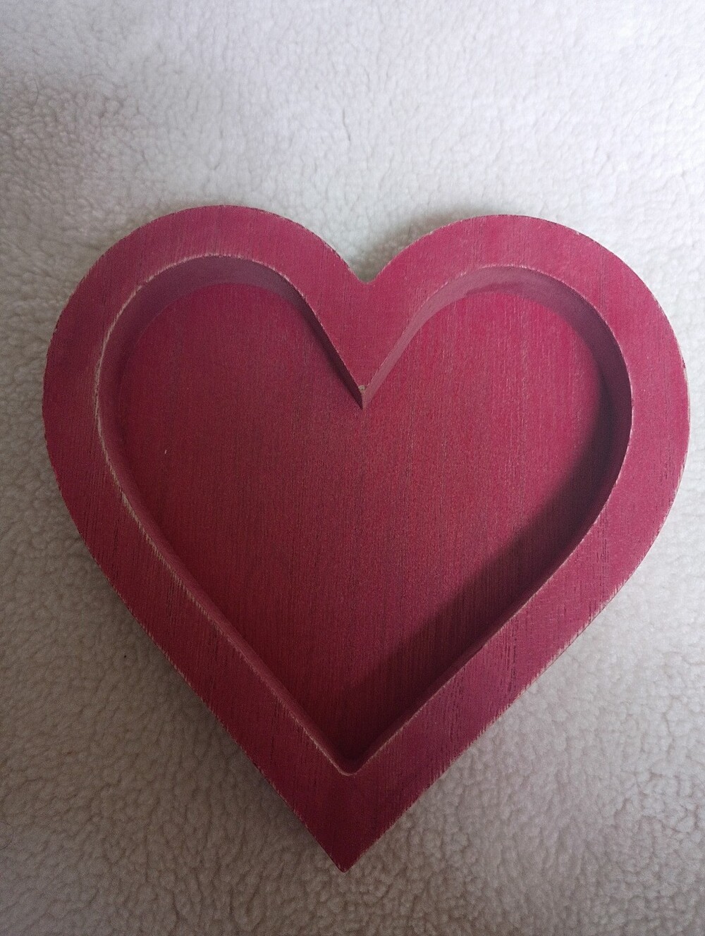 Wooden Heart Trinket Dish - Deep Red